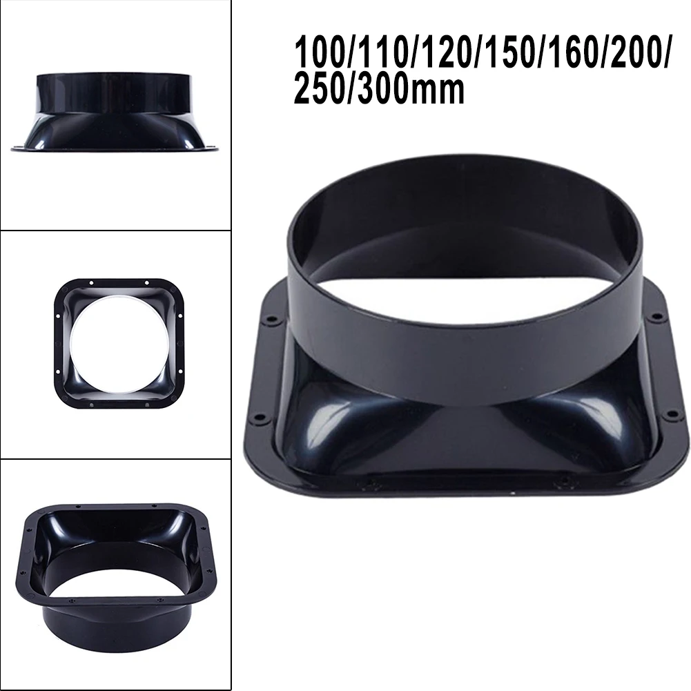 Duct Connector Square Flange ABS Plastic For 100-300mm Dia Hose Check Valve Air Vent Duct Connector Ventilation Pipe Flange