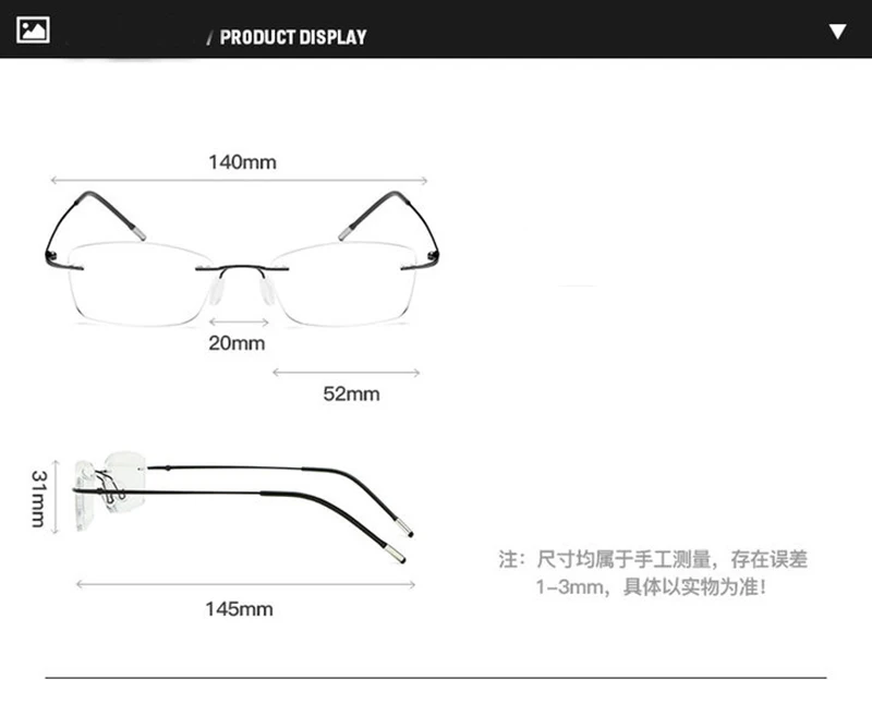 May Flower Flexible, ultraleichte, randlose Lesebrille, speicherblaues Licht blockierende Brille, Presbyopie-Brille +1,0 ~ +4,0 – Detail 4