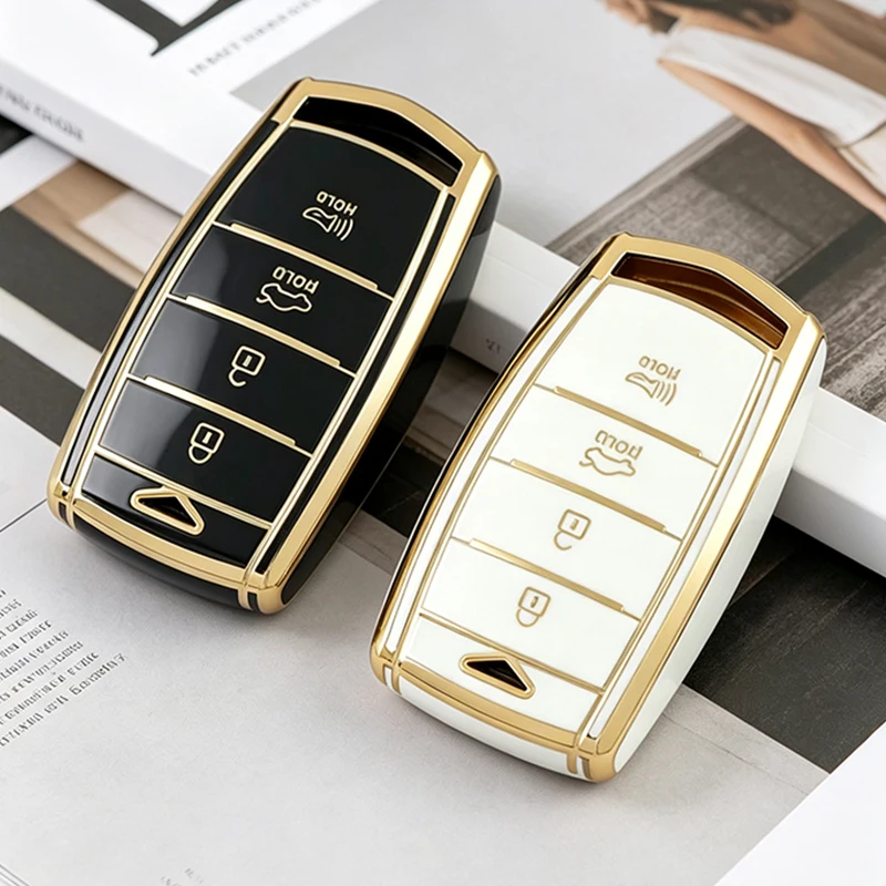 TPU 4-Tasten Auto-Schutzhülle für HYUNDAI 2020 Genesis G70 G80 EQ900 G90 Autoschlüssel-Etui Schlüsselanhänger Zubehör