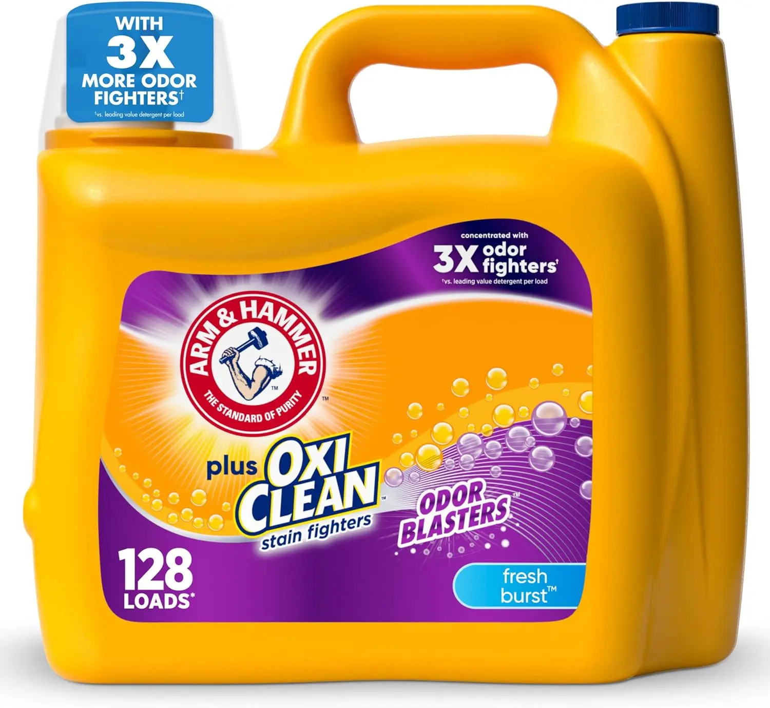 Fresh Burst Liquid Laundry Detergent, 128 Loads, 166.5 Fl oz with OxiClean Odor Blasters for Clean Clothes