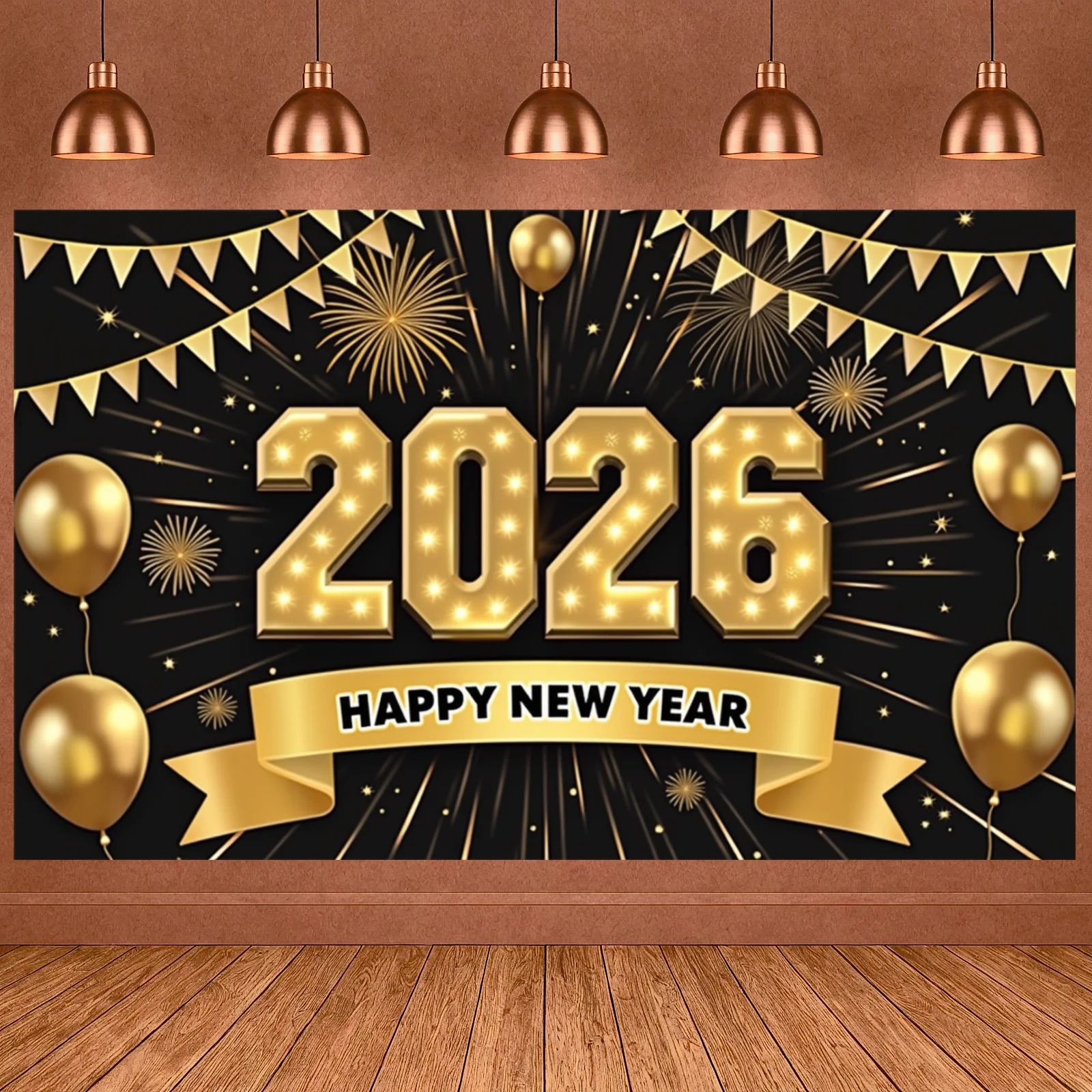 2026 Event Backdrop Festive Decor Happy New Year Background 2026 Celebration Backdrop 2026 Numerals For Indoor Event Festive