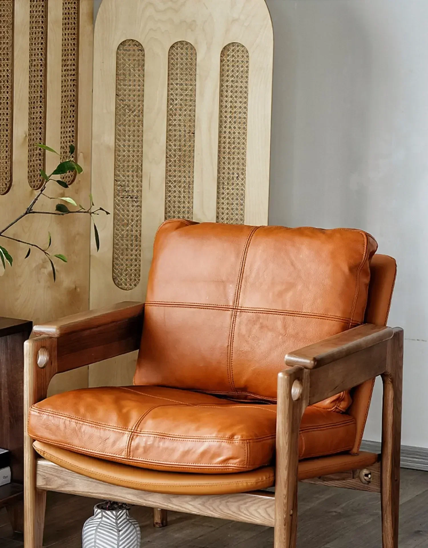 Nordic ash wood people microfiber leather sofa chair household about leisure chair