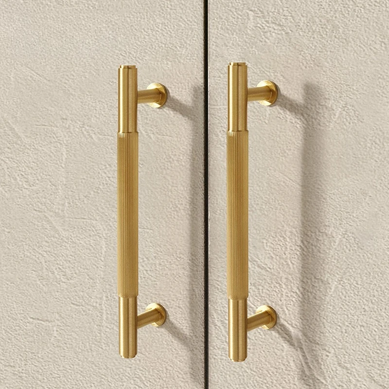 Hardware, tiradores de puertas de armario, varilla redonda moleteada, manija de puerta de muebles de latón tallado, perillas de cajón de gabinete