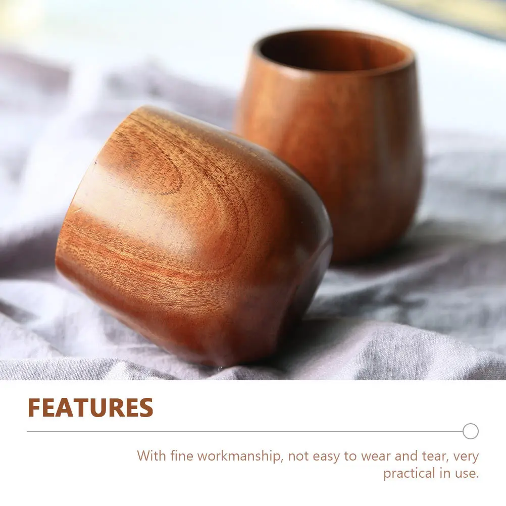 

4pcs Solid Wood Tea Cup Large Opening Smooth Surface Easy Clean Practical For Hot Drink Sake Wine Milk Wooden Drinkware