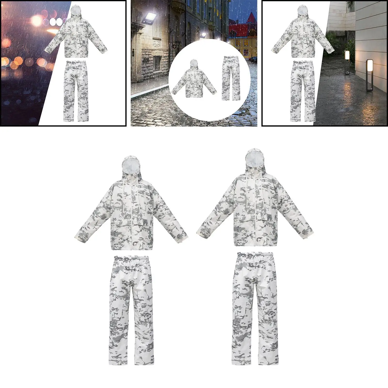 

Rain Suit, Rain Gear with Zipper Breathable Rain Coat with Pants for Men Women