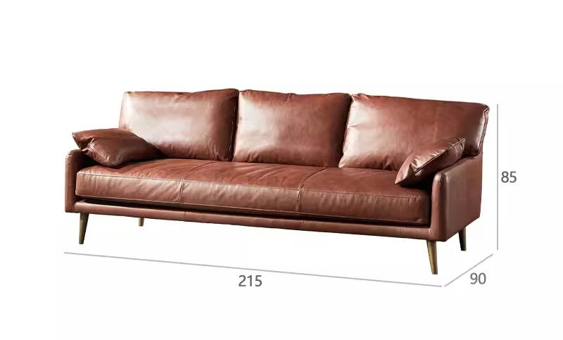 

Modern simple small apartment living room full leather sofa