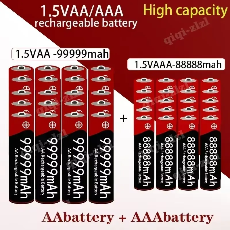 

AA+AAA battery brand new 1.5VAA high capacity 99999mAh+1.5VAAA88888mAh rechargeable battery for clocks, cameras