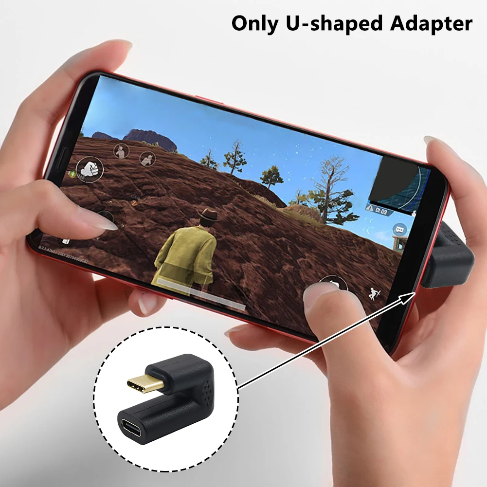 Adaptador portátil em forma de U para laptop, preto, Universal, macho para fêmea transmissão, estável, tipo C, USB 3.1, celular profissional
