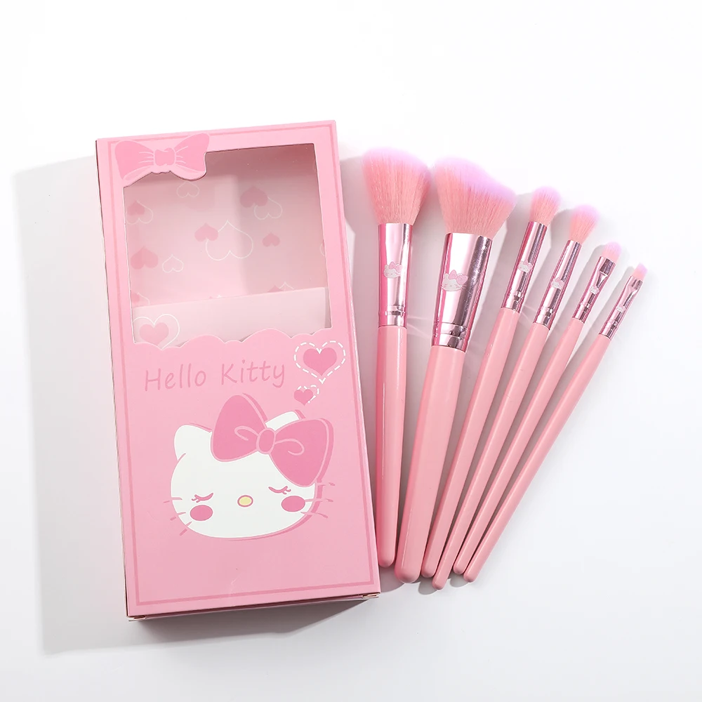 Sanrio Fashion Cartoon Anime HelloKitty Christmas Makeup Brushes Cute Cartoon Figure Kitty Accessories Blush Brush Gifts Set