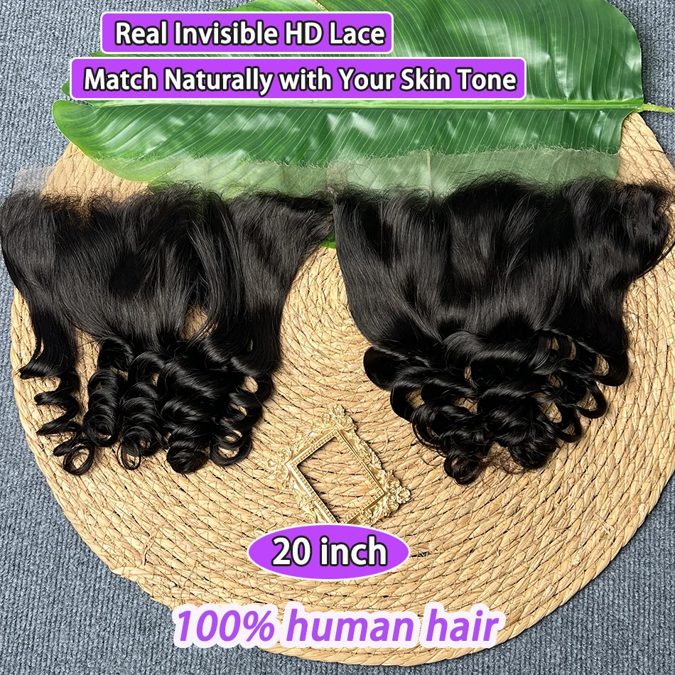 

Loose Wave 13x4 HD Lace Frontal Human Hair Natural Black Color Preplucked Bleached Knots Invisible Lace Raw Virgin Human Hair