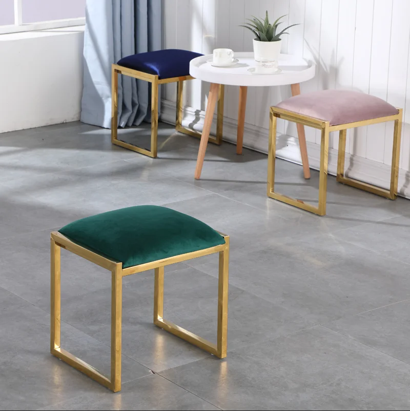 Modern home furniture square metal frame legs iron gold color dining room furniture garden stool