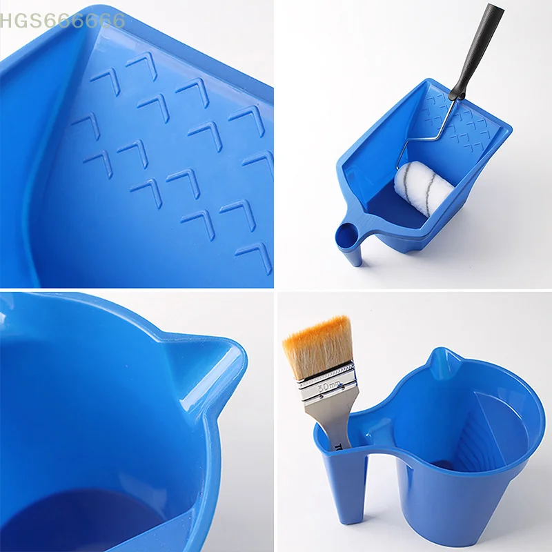 

Blue Durable Handheld Paint Cup Roller Brush Construction Tray Set Painting Tools for Home Improvement