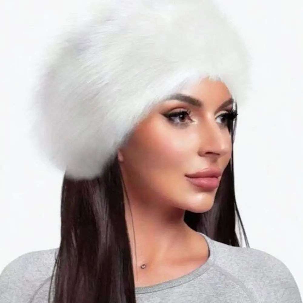 Soft Plush Faux Fur Headband Women Winter Warm Ear Warmer Fluffy Elastic Hair Band European Style Fashion Chic Outdoor Headwear