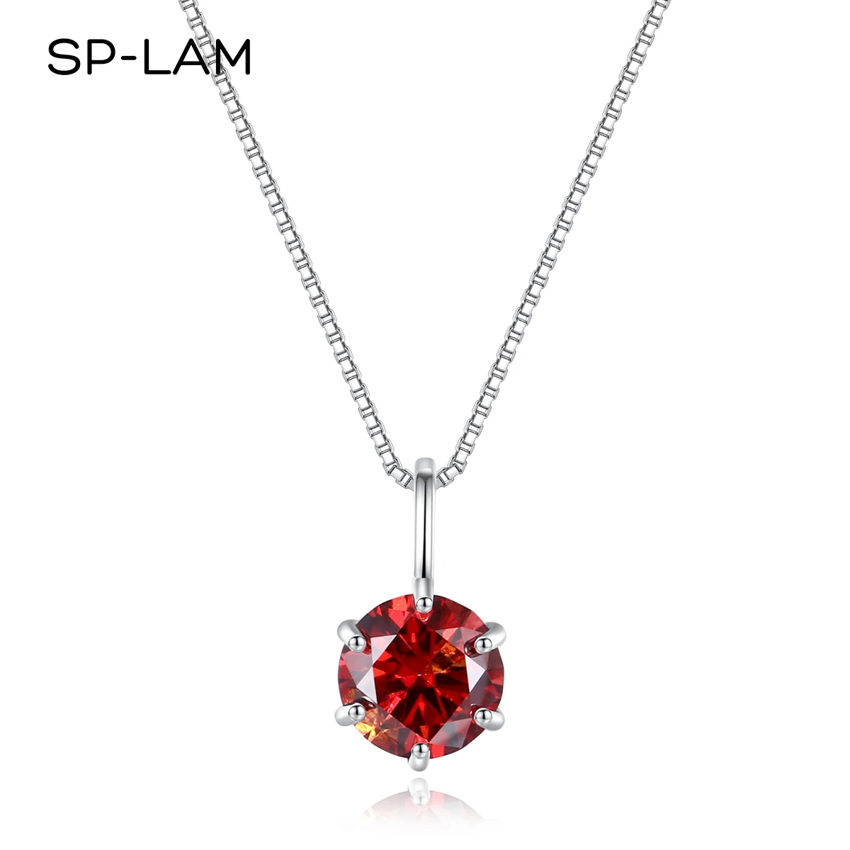 

SP-LAM Цветное муассанитовое ожерелье-пасьянс 1 карат Изящная цепочка из стерлингового серебра 925 пробы Женские роскошные ювелирные изделия для повседневного ношения