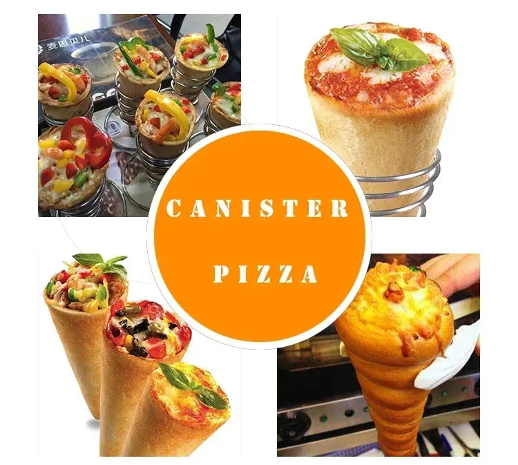 

Hot Selling New Style Stainless Steel Electric Pizza Cone Maker with Four Cylinder Spiral Shape Moulds