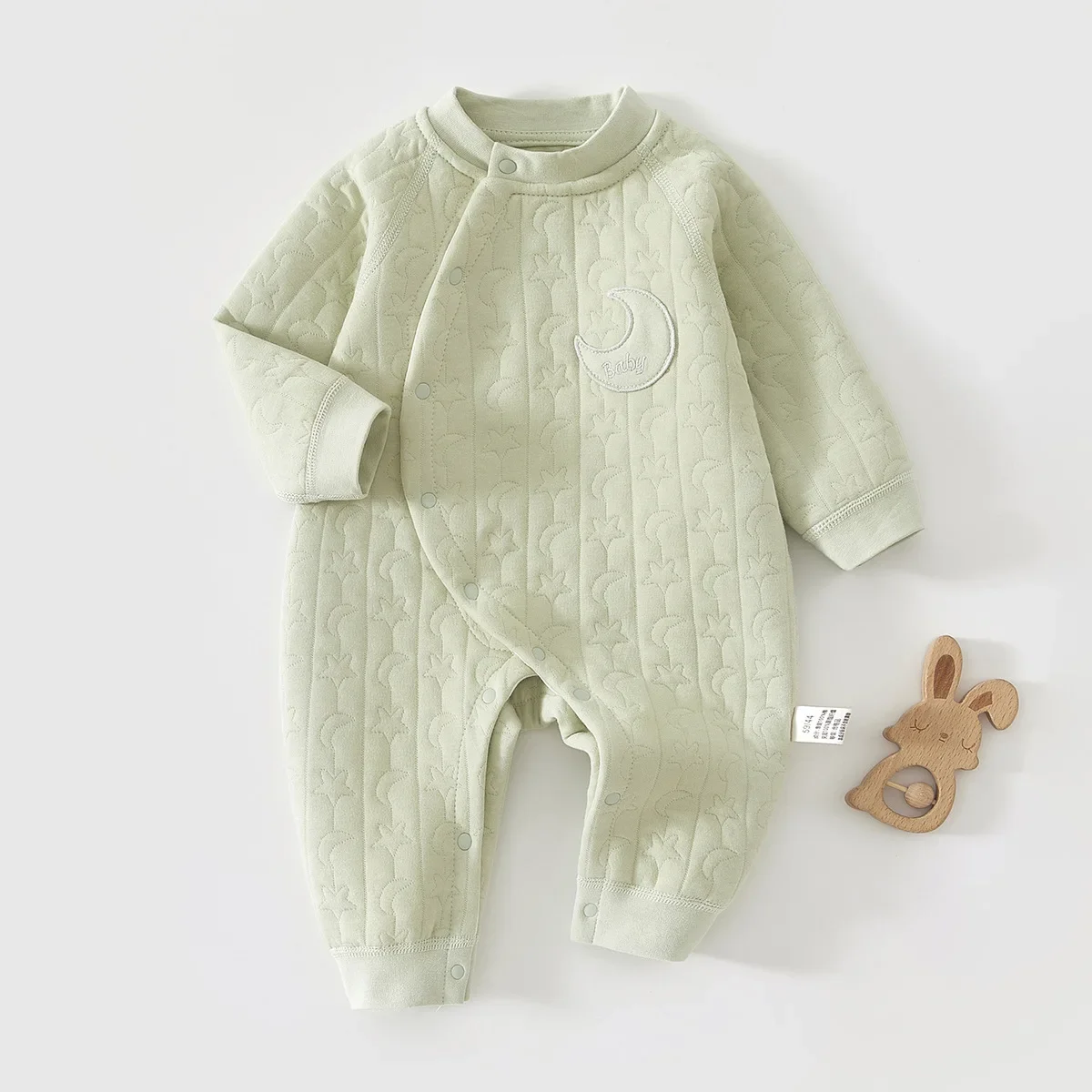 2026 جديد الوليد القطن رومبير 0-2Y الرضع القمر ستار مطبوعة زر مائل بذلة لينة رشاقته طفل الفتيات الفتيان ارتداءها