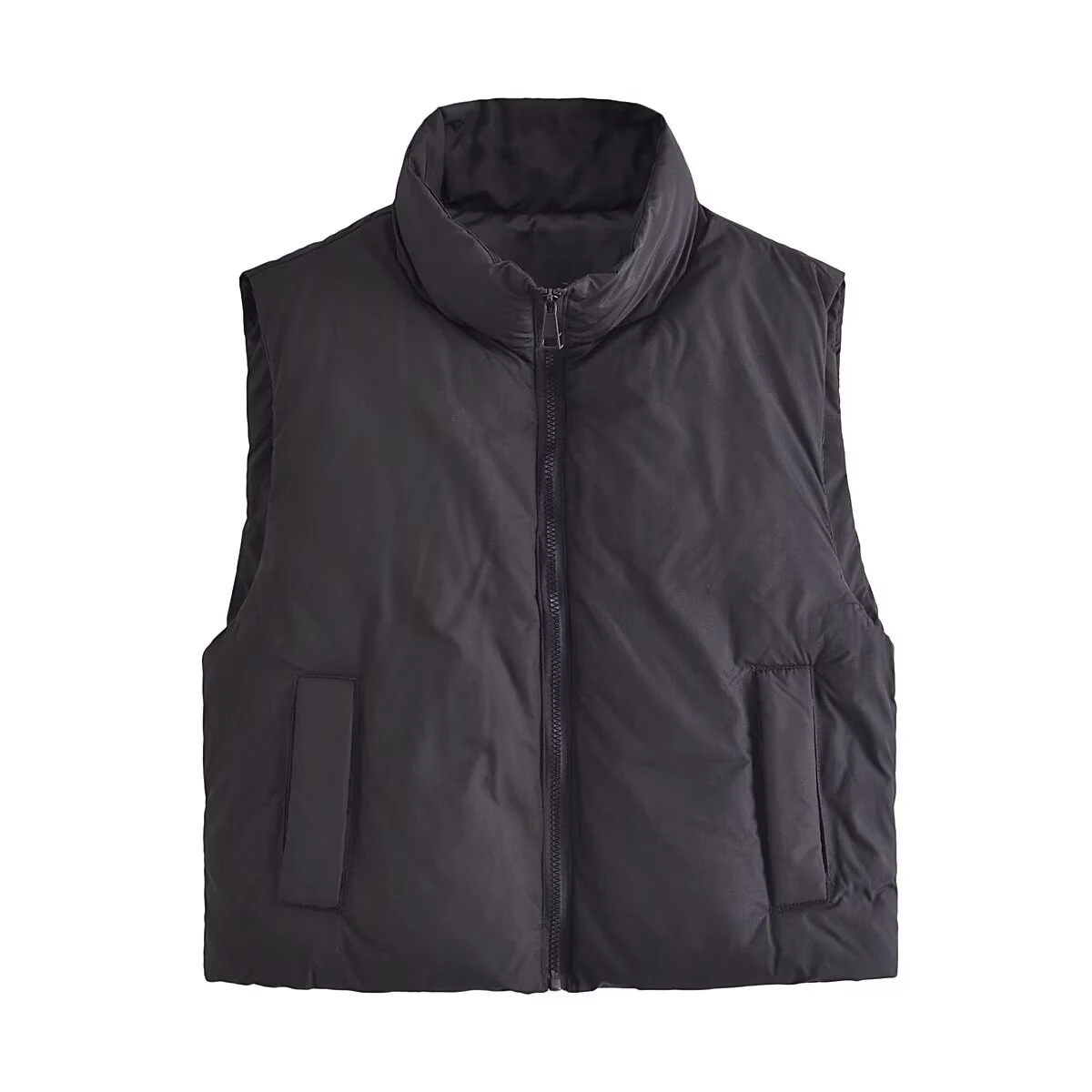 ZERAINS 2025 Autumn/Winter New Women's Commuter Stand Collar Sleeveless Vest Versatile Warm Short Cotton Jacket