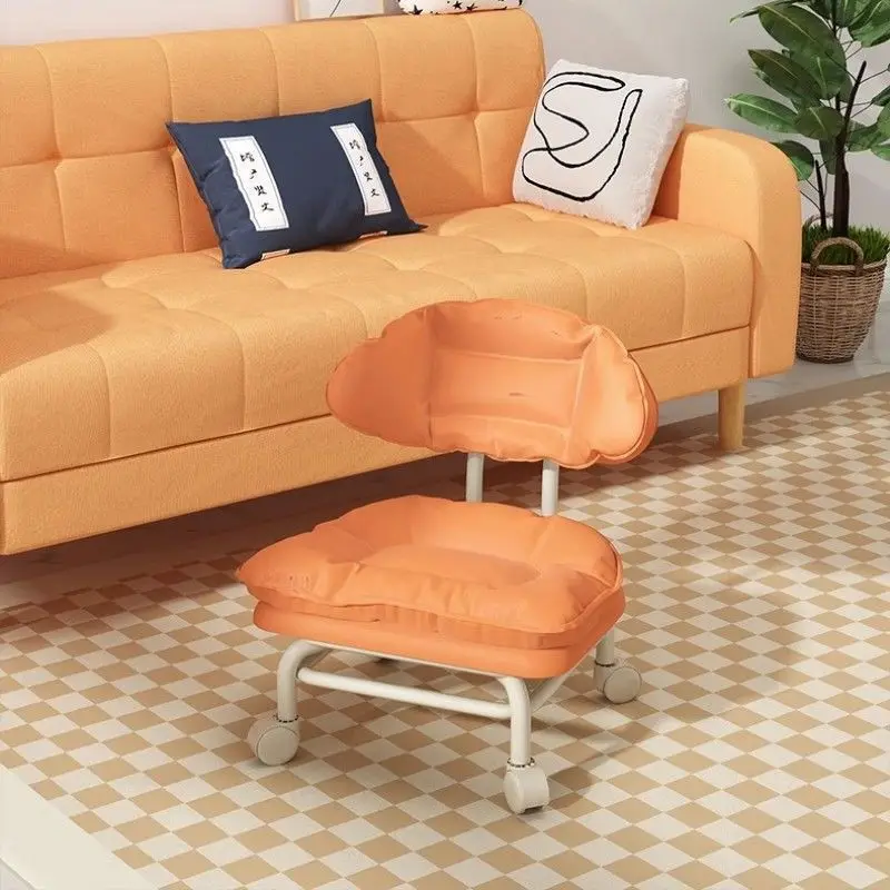 Lazy Person Backrest Chair Home Goods Bench Universal Wheel Round Stool With Child Artifact Small Stool Pulley Low Stool Gift image 5