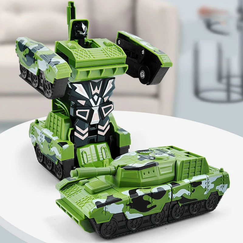 2 In 1 Mini Military Tank Transformation Toy Robot One Step Deformation Car Action Figure Tank Model Children Toys Boys Gifts