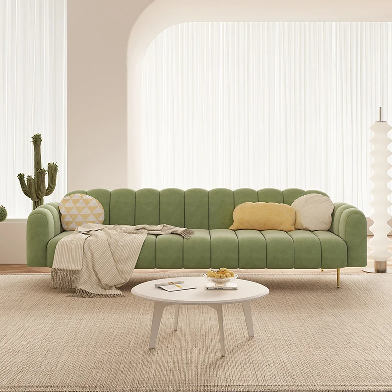 Nordic Loveseat Sofa Wooden Leg Velvet Design Caterpillar Green Sofa Soft Longue Living Room Divani Soggiorno Entrance Furniture