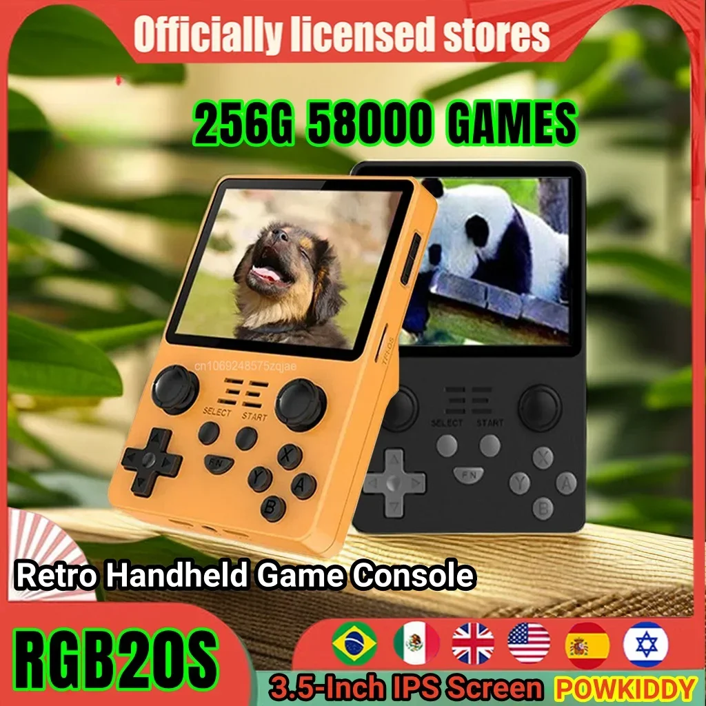 POWKIDDY RGB20S Retro Handheld Game Console 3.5-Inch IPS Screen Open Source System RK3326 4:3 IPS Screen Children's Gifts