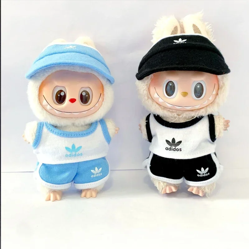 

﻿ 17cm For Labubu Doll Clothes Set Solid Color Hoodie Sweatshirt and Pants Outfit for DIY Doll Dressing Gift for Toy Collectors