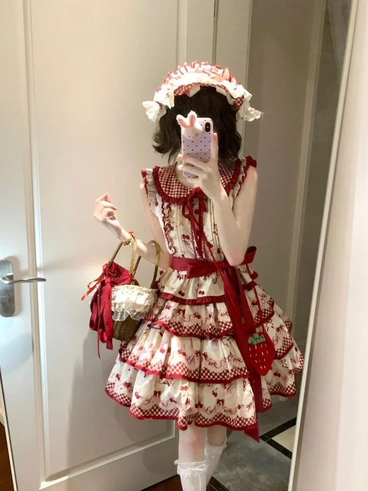 الحلو Kawaii الحلو لوليتا أنيقة المرأة مساء حفلة الجنية قصيرة الأكمام فستان قصير لطيف الأميرة 2025 ملابس الصيف الموضة #2