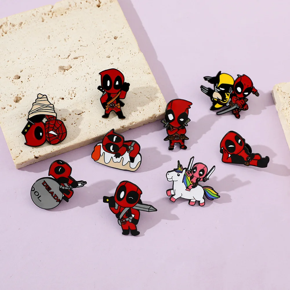 Disney Marvel Cartoon Deadpool Brooch Funny Metal Pins Badges Accessories Jewelry Gifts