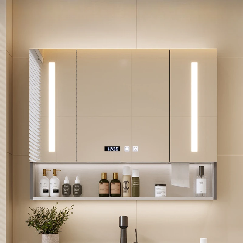 Smart Light Sanitation Bathroom Cabinets Shower Locker Home Furniture Extraction Hole Bathroom Cabinets Luxury Miroir De Salle