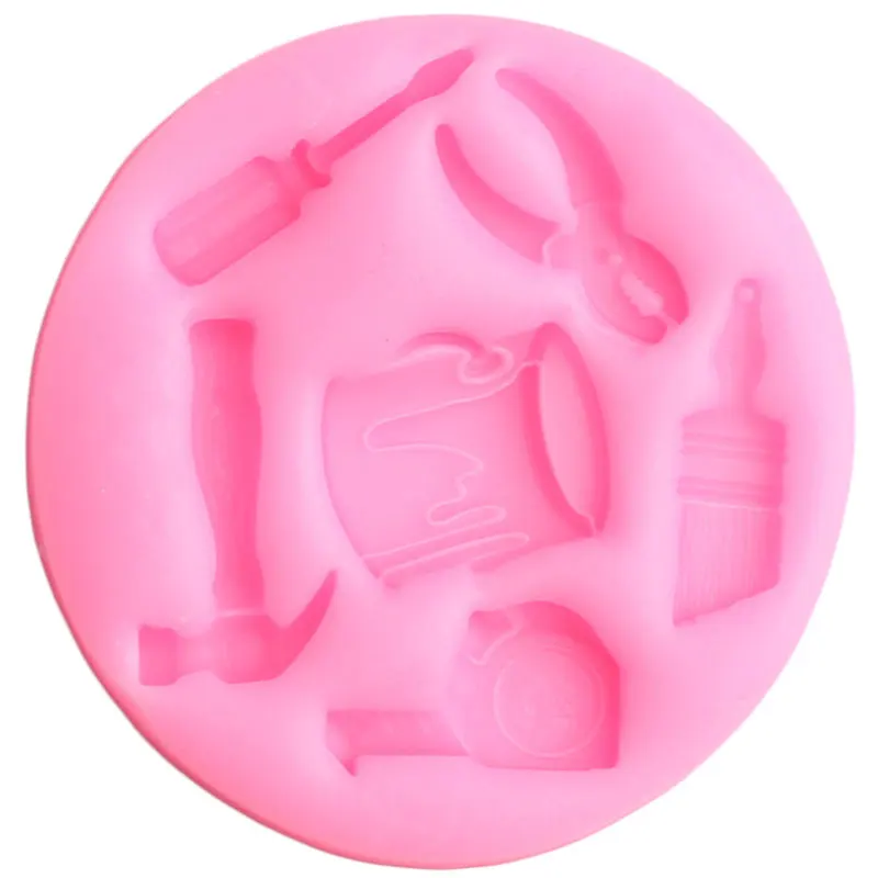 Hammer Brush Paint Bucket Screwdriver Silicone Molds Pliers Measuring Tape Fondant Cupcake Candy Chocolate Cake Decorating Tools