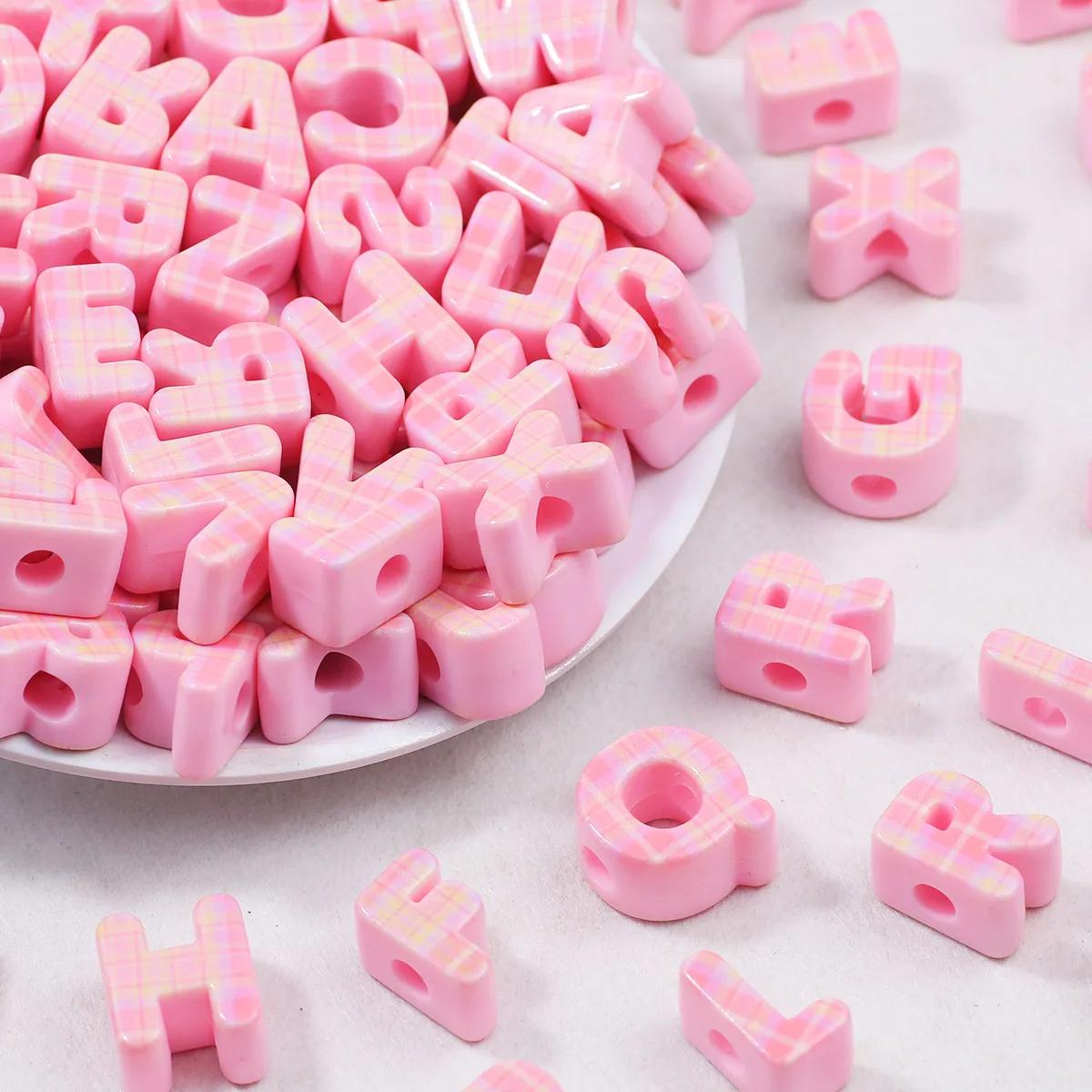 6 مللي متر الاكريليك الحروف المطبوعة الوردي اليدوية DIY بها بنفسك صنع المجوهرات الخرز فضفاض الخرز سوار إكسسوارات عقد #4