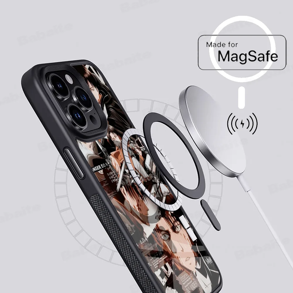 Coque de téléphone magnétique Levi Ackerman, coque de charge sans fil, Attack on Titan, Magesafe, iPhone 15 Pro Max, iPhone 14 Plus, iPhone 13, iPhone 12, iPhone 11