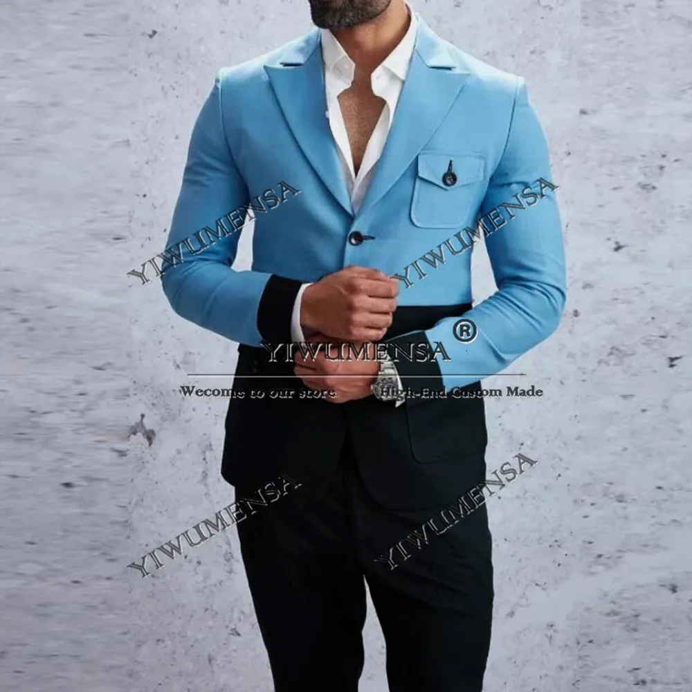 

Свадебный смокинг по индивидуальному заказу, пиджаки для выпускного вечера с остроконечными лацканами, куртка для дня рождения, черные брюки, костюмы из 2 предметов, мужская одежда