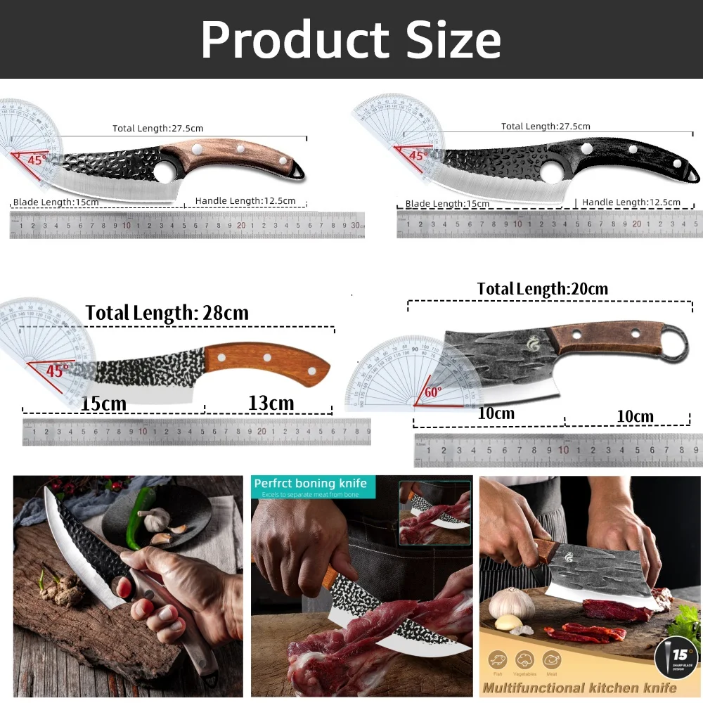 Meat Cleaver Butcher Boning Knife Viking Chef Knife set Japan Kitchen Handmade Forged Fish Knife