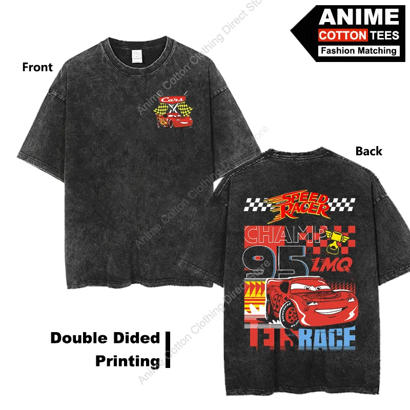 

Футболка Cars 95 Lightning McQueen y2k в стиле хип-хоп, уличные винтажные потертые футболки, летние повседневные мужские и женские хлопковые футболки с короткими рукавами