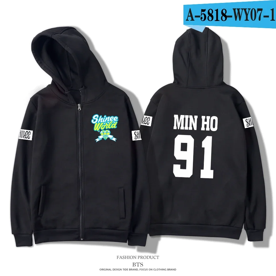 K-POP SHINEE Zip Up Women/Men Hoodie Sweatshirt Taemin Jonghyun Key Minho Onew Long Sleeve Zipper Hooded Jacket KPOP Clothes