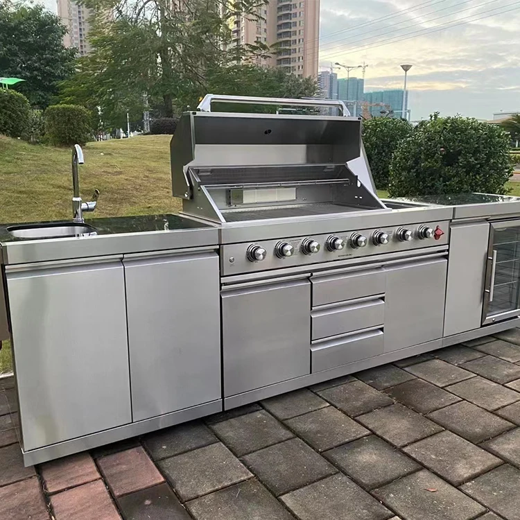 

Hot Selling 304 Stainless Steel Outdoor Kitchen with Refrigerator Outdoor Kitchen Island Factory Price