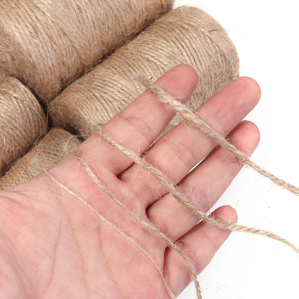 100M Natürliches Vintage Jute-Seil Schnur Bindfaden Juteband DIY Handwerk Geschenkverpackung Jute Hanf Gartendekoration Hochzeits- und Partydekoration – Detail 4
