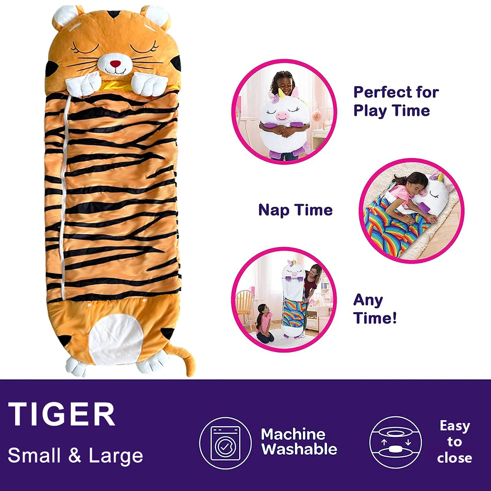 Children's Cartoon Sleeping Bag with Pillow for Birthday Gift Kids Comfy Plush Warm Sleepy Sack Animal Boys Girls Soft Sleepsack