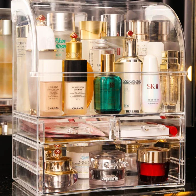 Cosmetics Storage Box Imported from Japan Desktop Makeup Box Net Red Transparent Dust Proof Lipstick Box Drawer Style