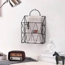 1PC Rack Net Iron Desk Magazine Newspaper Organizer Holder Nordic Metal Storage Basket Fashion Wall Hanging Storage