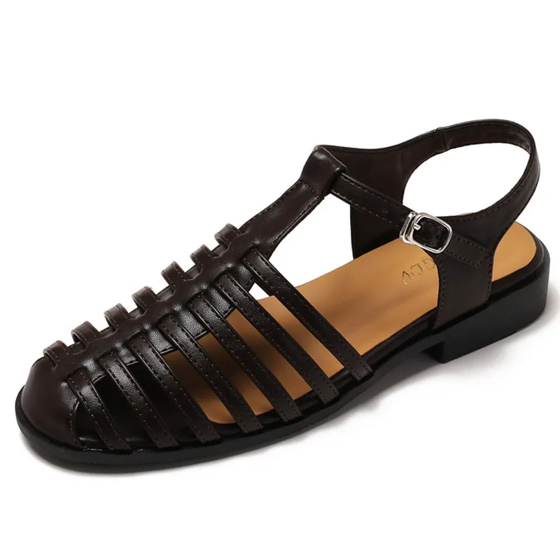 

2026 Block Heels Sandals Black Shoes for Women Breathable Large Size Square Toe Chunky New Beige Low Summer Retro Girls Outside