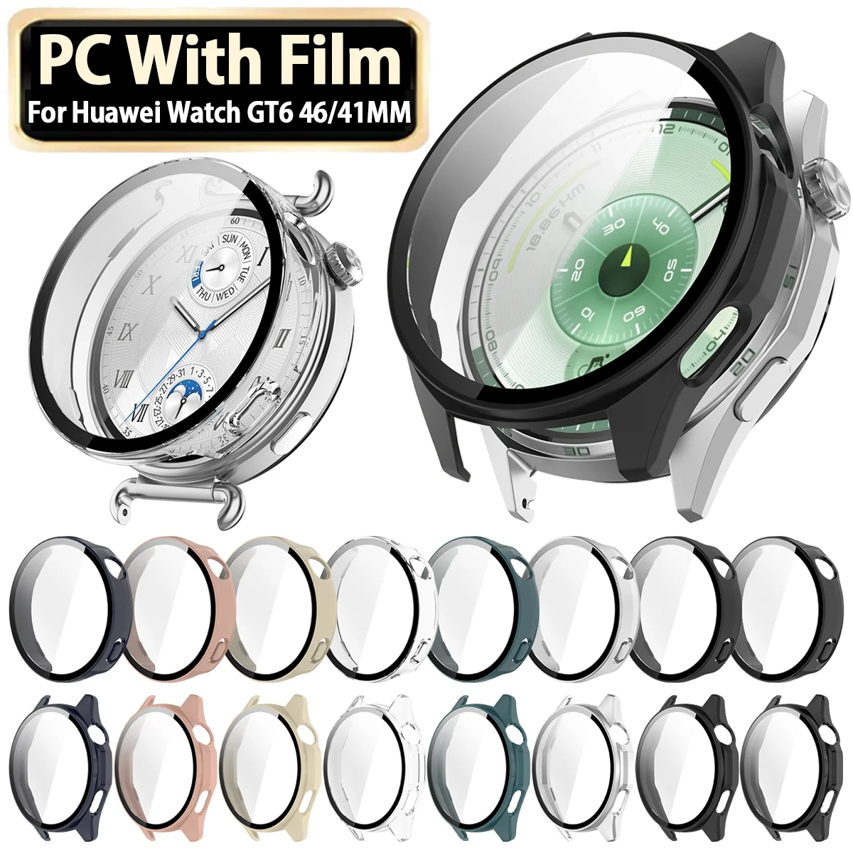 

For Huawei Watch GT6 46MM 41MM PC Tempered Glass Film Protector Case Anti Scratch Watch Bumper Screen Protector Shell