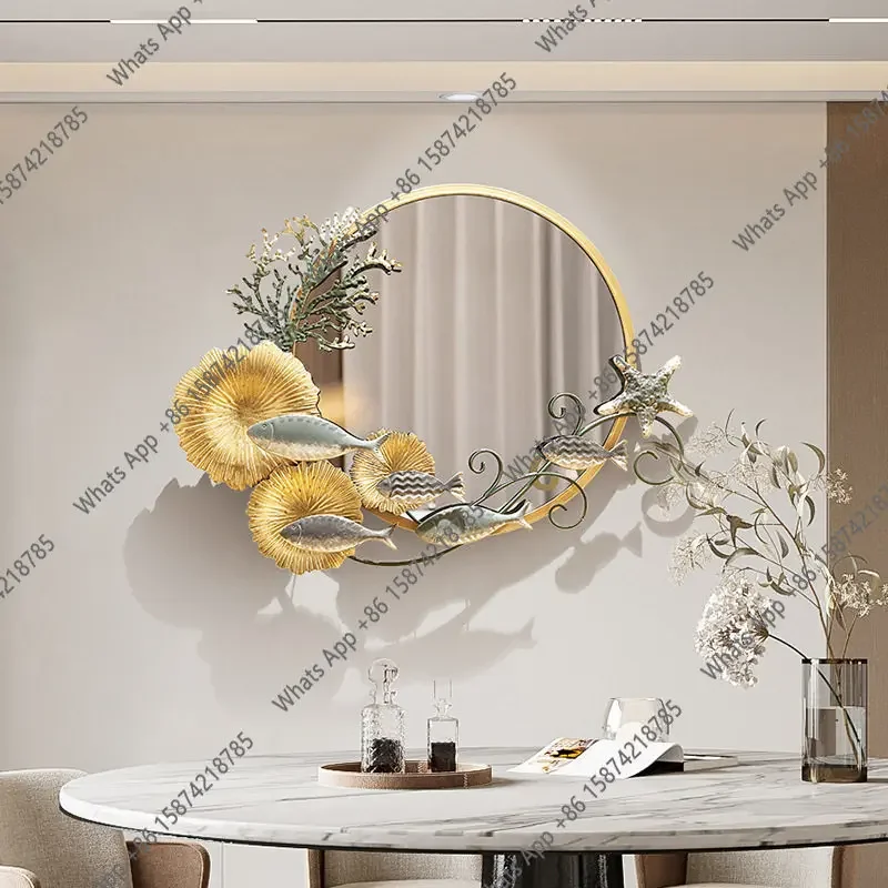 Premium Background Decorative Mirror Log Bedroom Round Home Nordic Rattan Medium Three-dimensional Hanging Painting X