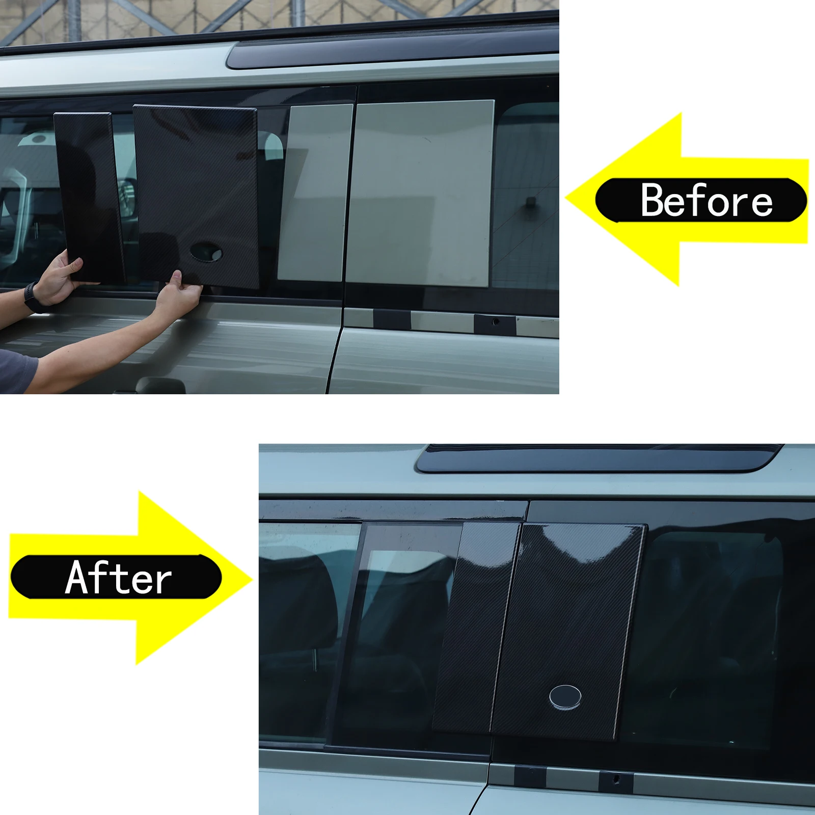 

Car Rear Side Window C Pillar Cover Panel Trim Sticker For Land Rover Defender 110 130 2020-2025 Car Accessories