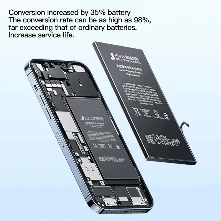 JCID High Capacity Rechargeable Battery Without Flex Cable for iPhone XR X Xs 11 12 13 14 Pro Max Battery Accessory Replacement