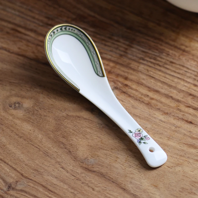 4-piece set, bone china, chinese rice scoop spoon set, korean ice cream ladle, japanese ice cream dessert spoon, kids spoon