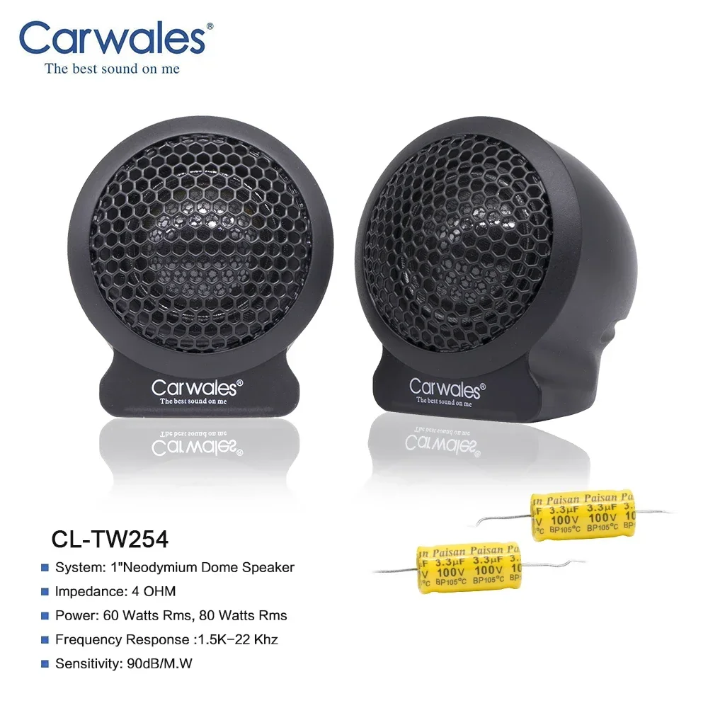 Carwales High Quality 1 Inch Dome Natural Silk Film Super Tweeter Stand 25mm Mini Tweeter Speaker for Car Audio Sound System