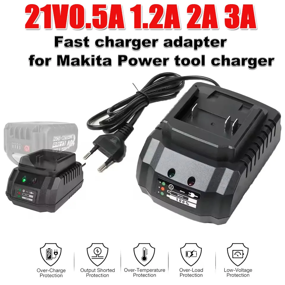 

for Makita Model 18V 21V Li-ion Battery Charger BL1415 BL1420 BL1815BL1830 BL1860 Drill Electric Tool Battery Charger EU US
