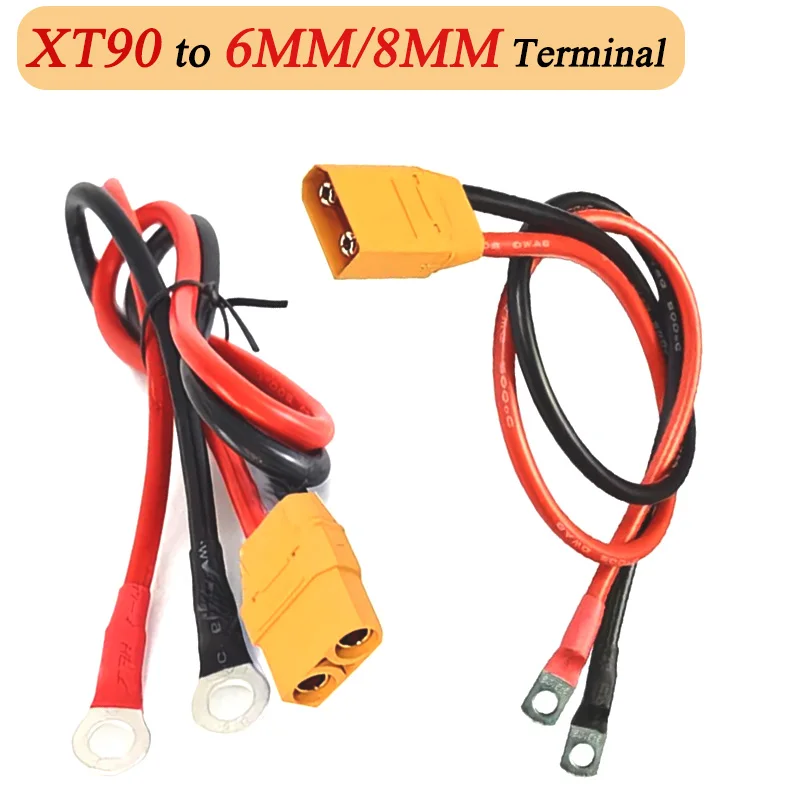 XT90 Plug to 6MM 8MM Copper O Terminal Line Aircraft Model Lithium Battery Connection Wire XT90 to Nose Connector 10AWG Cable